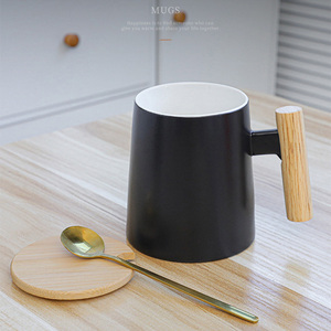 <b>ceramic</b> <b>mug</b> with wooden handle <b>ceramic</b> coffee <b>mug</b> with <b>lid</b> nordic <b>ceramic</b> <b>mug</b> - Product Image 5