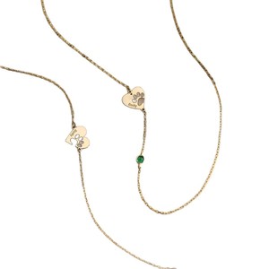 Dropshipping personalizado grabado de acero inoxidable doble corazón collar conjunto 18K chapado en oro joyería regalo para la madre - Product Image 3