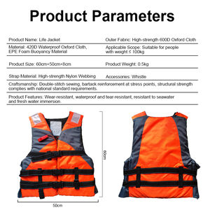 Chalecos Salvavidas para Adultos de Alta Flotabilidad, Impermeables, de Tela Oxford, con Espuma EPE, Ligeros, Ajustables y Reflectantes para Pesca - Product Image 3