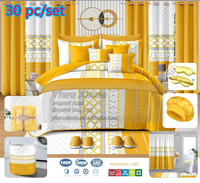 Parure de lit en gros avec rideaux, couvre-lit et édredon, taille King, 30 pièces