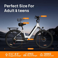 Vélo Électrique Urbain Moteur 250W Batterie Amovible 36V 13Ah Cadre à Profil Bas 7 Vitesses Freins à Disque Avant et Arrière Porte-Bagages Arrière Phare LED