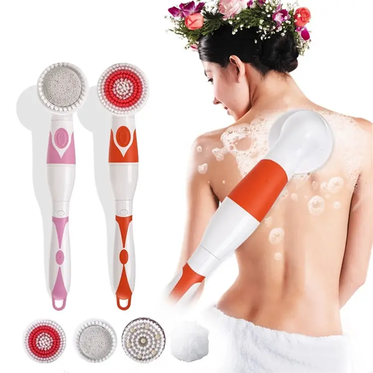 Escova esfoliante para massagem facial, kit esfoliante para limpeza corporal 7 em 1, com escova elétrica