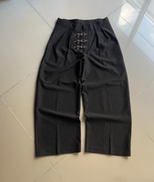 Pantalon large plissé à rayures pour homme MZN personnalisé avec ceinture de pompier - Taille extra large - Ensemble de pantalon style streetwear
