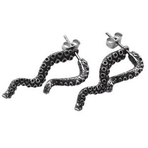 Pendientes de Acero Inoxidable 316L con Diseño de Tentáculo de Pulpo, Tono Plateado, Estilo Gótico Texturizado para Hombre - Product Image 5