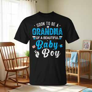 Camiseta unisex con cuello redondo y manga corta con estampado digital para adultos, para futura abuela de un hermoso bebé, para reuniones familiares - Product Image 3