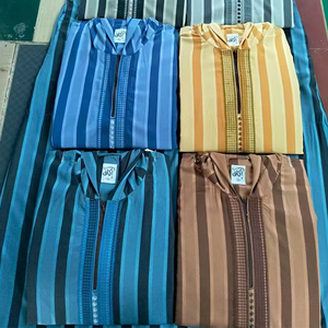 CCY Vente en gros Thobe Jubba personnalisé élégant pour homme, style marocain, avec broderie et bordure en jean selvedge - Product Image 4