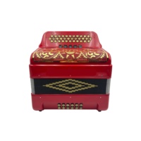 SEASOUND OEM JB3412D Accordéon Diatonique Professionnel Rouge avec Grille Dorée et Boutons Dorés 34 Boutons 12 Basses 5 Enregistrements