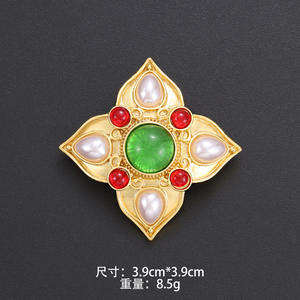 Broche florale en alliage plaqué or vintage Weiman, perle agate haut de gamme, vêtements à la mode <span class=keywords><strong>Fixin</strong></span> - Product Image 6