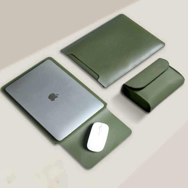 Custom 13-16Inch Thickened PU Leather Protective Laptop Sleeve with Zipper Closure Easy Carrying Design