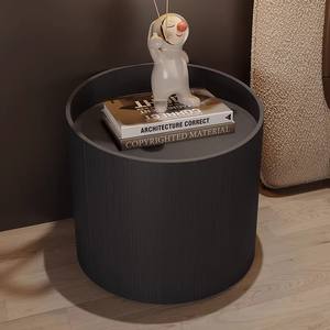 Mesita de Noche Moderna Minimalista Italiana, Mesita de Noche Creativa de Madera Ahumada con Almacenamiento para Dormitorio, Estilo Panel de Madera para Uso Doméstico - Product Image 5