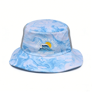 Chapeau Bob en Toile Respirante avec Cordon de Serrage – Imprimé Vague, Séchage Rapide, Unisexe, pour l'Été et les Activités de Plein Air (Pêche) - Product Image 5