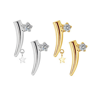 GZN ASTM F136, Joyería de Titanio, Pendiente de Oreja, Anillo de Nariz, Anillo de <span class=keywords><strong>Labio</strong></span>, <span class=keywords><strong>Piercing</strong></span>, con Diseño de Estrella Curva Cónica, con Circonita Cúbica y Rosca Interna - Product Image 6