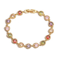Koper ingelegde zirkoon ovale eivormige stiksels dames antieke vintage gestapelde armband direct gekleurde zirkoon armband