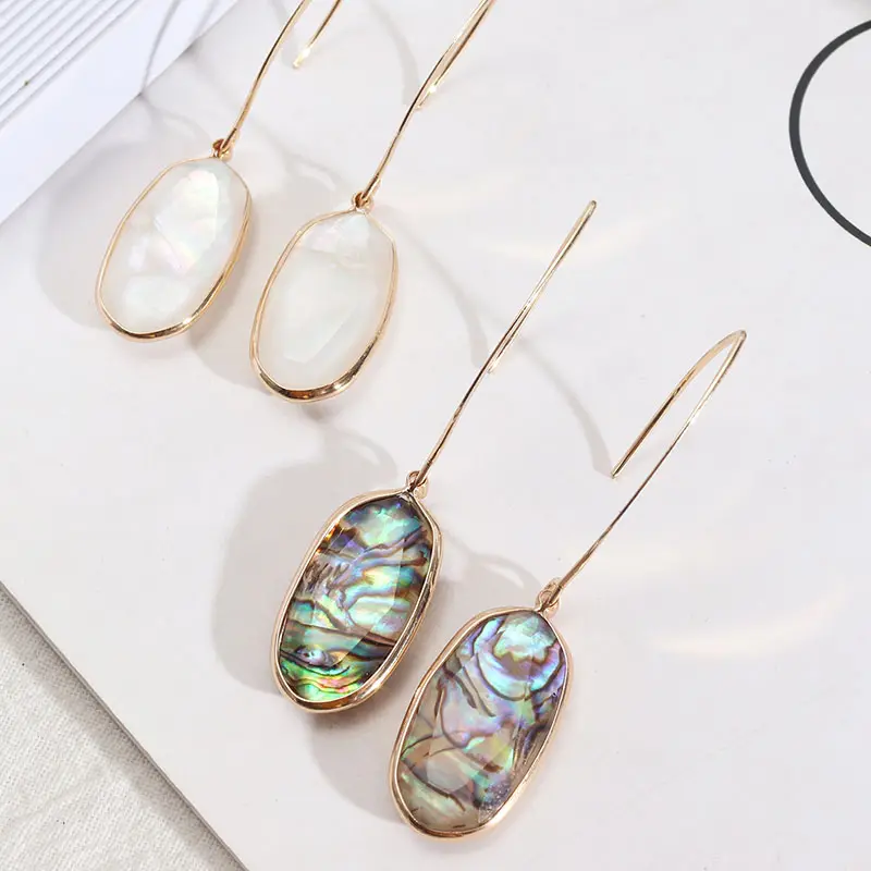 Orecchini in conchiglia naturale chuanfan orecchini in conchiglia abalone 18k gioielli moda forma ovale ingresso gioielli di lusso regalo per le donne