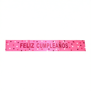 Banda de plástico reutilizable con letras fucsia y diseño de lunares rosas para cumpleaños infantil, decoración elegante para fiestas - Product Image 2