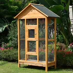 Outdoor Houten Vogelhuisje Met Grote Kooi Voor Vogel Observeren En Huisdier Grootgebracht Achtertuin Vogelvoer - Product Image 4