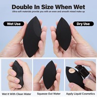 Éponge de maquillage noire classique, formes variées, outil en forme de goutte d'eau, sans latex, en polyuréthane, non toxique, lavable, pour le maquillage du visage