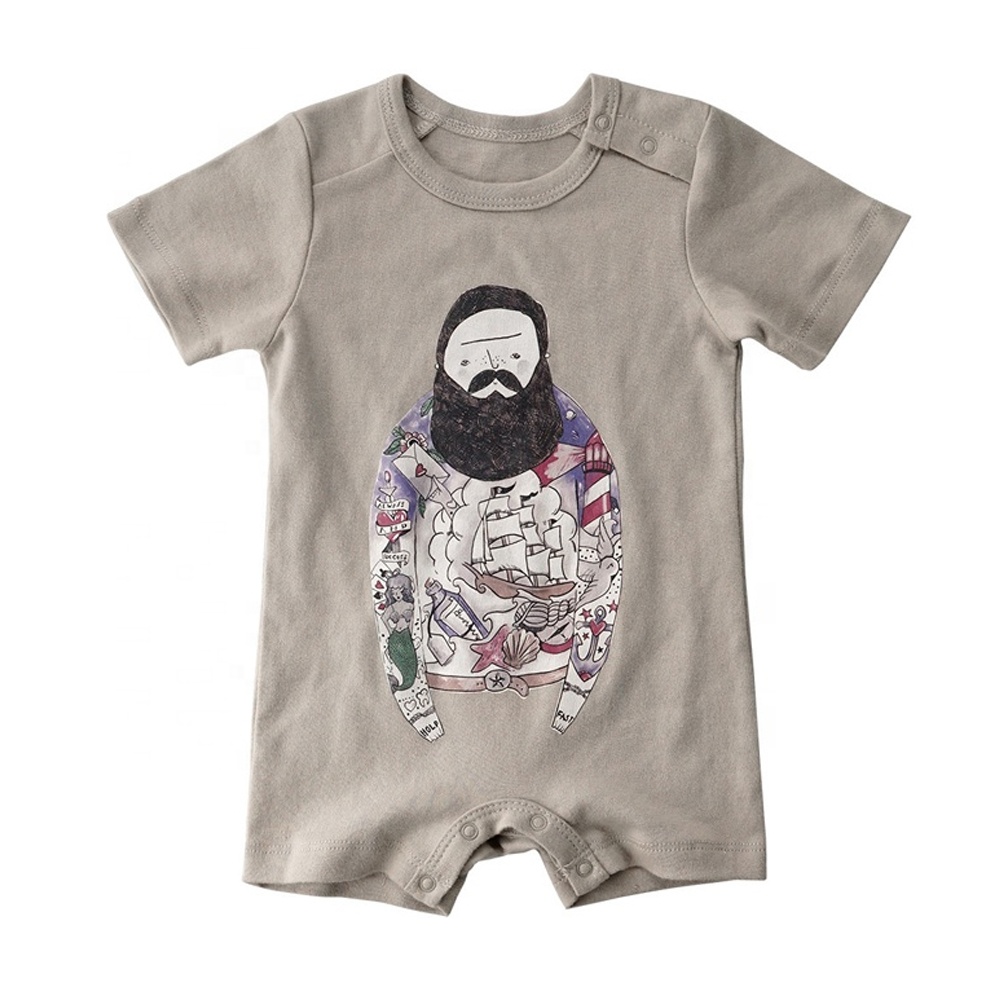 Китайская Оптовая торговля, сделанные по заказу Модные печать органического хлопка для маленьких мальчиков, комбинезон для новорожденных, одежда на рост