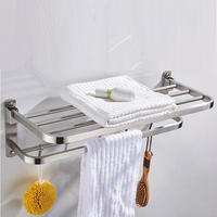Porte-serviettes en acier inoxydable 304, accessoires de salle de bain, porte-serviettes pliable à deux niveaux pour salle de bain