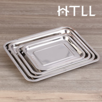 Bandejas Rectangulares de Acero Inoxidable 410 Ecológicas de Varios Tamaños - Bandejas Apilables para Servicio de Alimentos en Hoteles con Logotipo Personalizado para Aperitivos