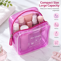 Sac cosmétique transparent teinté en PVC grande capacité, forme cube, insert blister, fermeture éclair, thermosoudé, étanche, pour voyage et sport