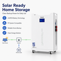 Système hors réseau pour appartement, batterie LiFePO4 5 kWh, 51 V 100 Ah, haute efficacité, cellules de qualité A, moniteur intelligent WIFI LFP.