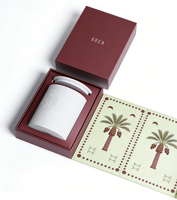 Boîte cadeau magnétique en papier pour bougie parfumée, avec inserts, personnalisée avec impression de palmiers, boîte à rabat rigide