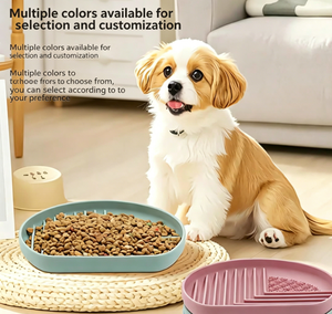 <b>Silicone</b> Dog Feeding <b>Mat</b> Rounded Non-Slip Slow Feeder Puzzle Pad for Indoor Use Waterproof Solid Color Design - Product Image 5
