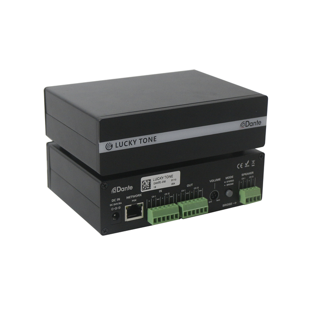 M 2 Channel Dante Network Amplifier Dual 30W Wireless Conference Audio Amplifier with 24Vdc and Poe Power Supply