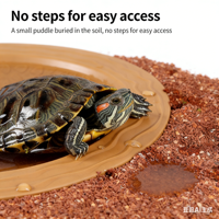 Bassin de bain rond pour tortue, bol d'eau pour reptile semi-aquatique, décoration d'aquarium en plastique pour tortue semi-aquatique
