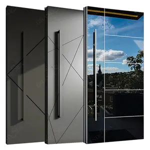 अमेरिकी ध्वनिरोधी सामने बड़े डिजाइन आधुनिक प्रविष्टि लंबा ख़िड़की एल्यूमीनियम धुरी दरवाजे के साथ स्मार्ट ताला