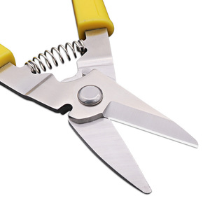 Cisailles robustes pour tôles de 8 pouces, en acier au carbone courbé, cisailles d'électricien industrielles, ciseaux multi-usages jaunes - Product Image 2