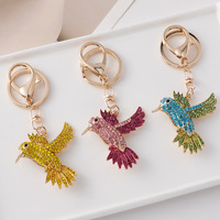 Porte-clés créatif en strass et cristal, motif oiseau, de luxe, brillant, en alliage, pour clés de voiture, breloque mignonne pour sac, petit cadeau