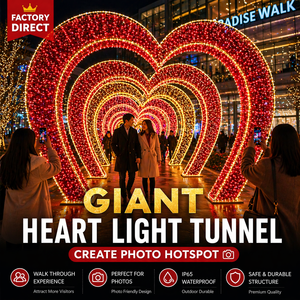 Arche lumineuse géante en forme de cœur à LED, tunnel lumineux extérieur, décoration imperméable pour mariage, centre commercial, festival, événement, affichage commercial - Product Image 1