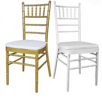 Chaises de mariage Chiavari en métal doré et blanc Sinoperfect en stock, avec coussins pour banquets et événements