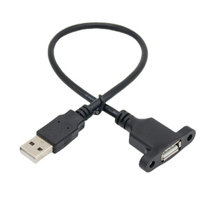 Cable de extensión USB 2.0 macho a hembra con orificios para tornillos para montaje en panel de chasis - Product Image 1
