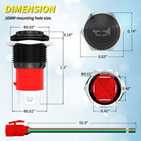 Interrupteur à bouton de klaxon 12V 20A, interrupteur à bouton poussoir en métal à LED momentané robuste de 16 mm avec faisceau de câblage pour klaxon LED pour bateau, air