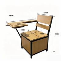 Chaise de bureau en bois écologique au design traditionnel avec tablette intégrée et boîte de rangement pour étudiants, idéale pour salles de classe et écoles