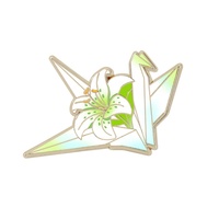 Broche en émail dur en métal de zinc, motif grue de papier et fleur, broche de dessin animé oiseau, petit cadeau pour activités, décorations vestimentaires