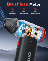 GOOLOO F3 Souffleur d'air électrique sans fil 52m/s, type C rechargeable, portable pour le nettoyage de voitures et d'ordinateurs