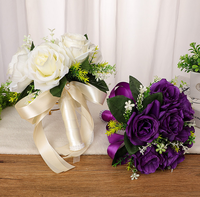 Bouquet décoratif de fleurs artificielles en soie pour centre de table de Noël, de remise de diplôme, de mariage, de fête des Mères, ou de mariage nuptial - Vente en gros