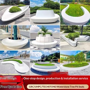 ม้านั่งยาวหินเทอร์ราซโซ่ UHPC คุณภาพสูง สำหรับสวนกลางแจ้ง ทำจากไฟเบอร์กลาส GRC พร้อมที่นั่งรูปทรงหลุมต้นไม้ หินไทโก้ สั่งทำพิเศษ จัดส่งจากกวางตุ้ง - Product Image 1