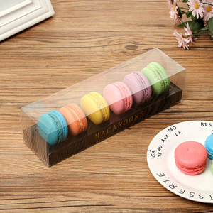 Hot sale custom long rectangle Macaroon packaging box 6 hole PET Macaroon packaging box wholesale cheap price Macaroon box