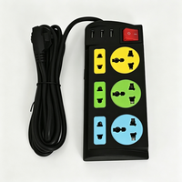 Pabrik Anjehold Grosir Stop Kontak Hitam 6 Outlet 3 USB Pengisi Daya Desktop Multi Plug Soket Ekstensi Warna-warni untuk Kantor
