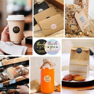 Customized Thank You Cards Sticker Set Round pink <b>Labels</b> Thank You for Supporting My Small Business Bronzing Card Stickers - Product Image 5