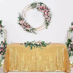 Nappe à paillettes or rose, 60 "x 102", couverture de Table scintillante, superposition à paillettes, décorations pour fête d'anniversaire et mariage