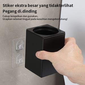 Pano.V Soporte Cuadrado de Aluminio Negro para Escobilla de Baño, Montado en Pared, con Vaso de Plástico, Organizador Moderno para Baños de Hotel - Product Image 4