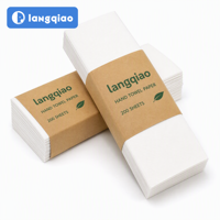 Serviettes en papier pliées personnalisées OEM, haute absorption, sans peluches, jetables pour salle de bain