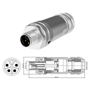 Connecteurs Métalliques M12 5 Broches à Vis Droits pour Assemblage sur Site, Code L, Étanche IP67, Mâle-Femelle - Product Image 3
