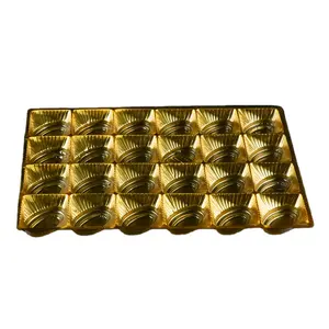 定制巧克力托盘金色PS塑料吸塑包装饼干巧克力托盘